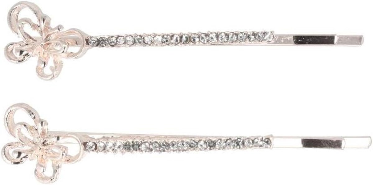 Haarspeld Schuifspeldjes - Vlinder Clips - Haar Stijlen - Strass Versiering - 6 cm - Zilver