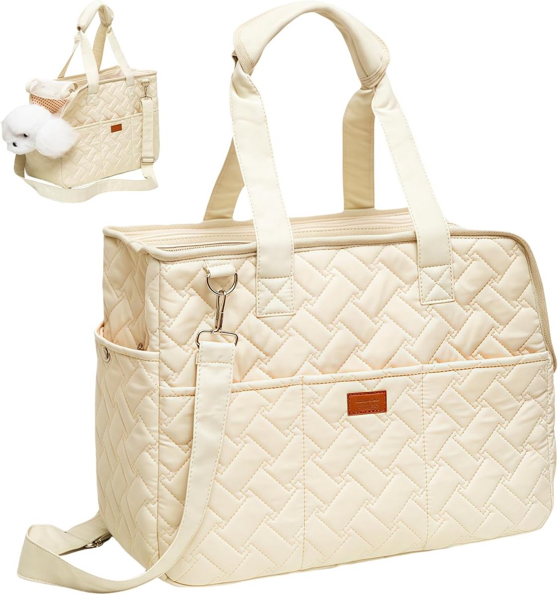 Honden- en Katten Transporttas tot 5 kg: Ademend, Vouwbaar en Veilig voor Reizen, Auto en Buitenactiviteiten (41 x 30 x 18 cm)