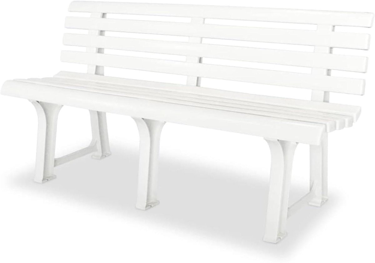 Tuinbank Kunststof - Buitenbank Terrasbank - Ontspannen Buiten - Weerbestendig Makkelijk Schoon - 148 cm - Wit