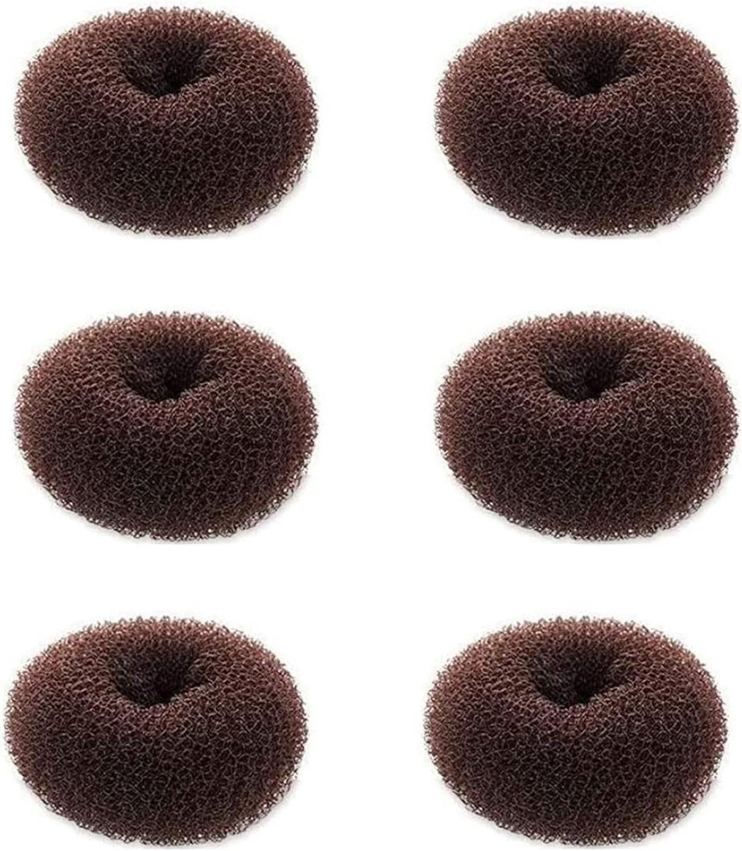 Haar Bun Maker - Donut Chignon - Haar Styling - Mini Formaat - 6 stuks 2.4 inch - Donkerbruin