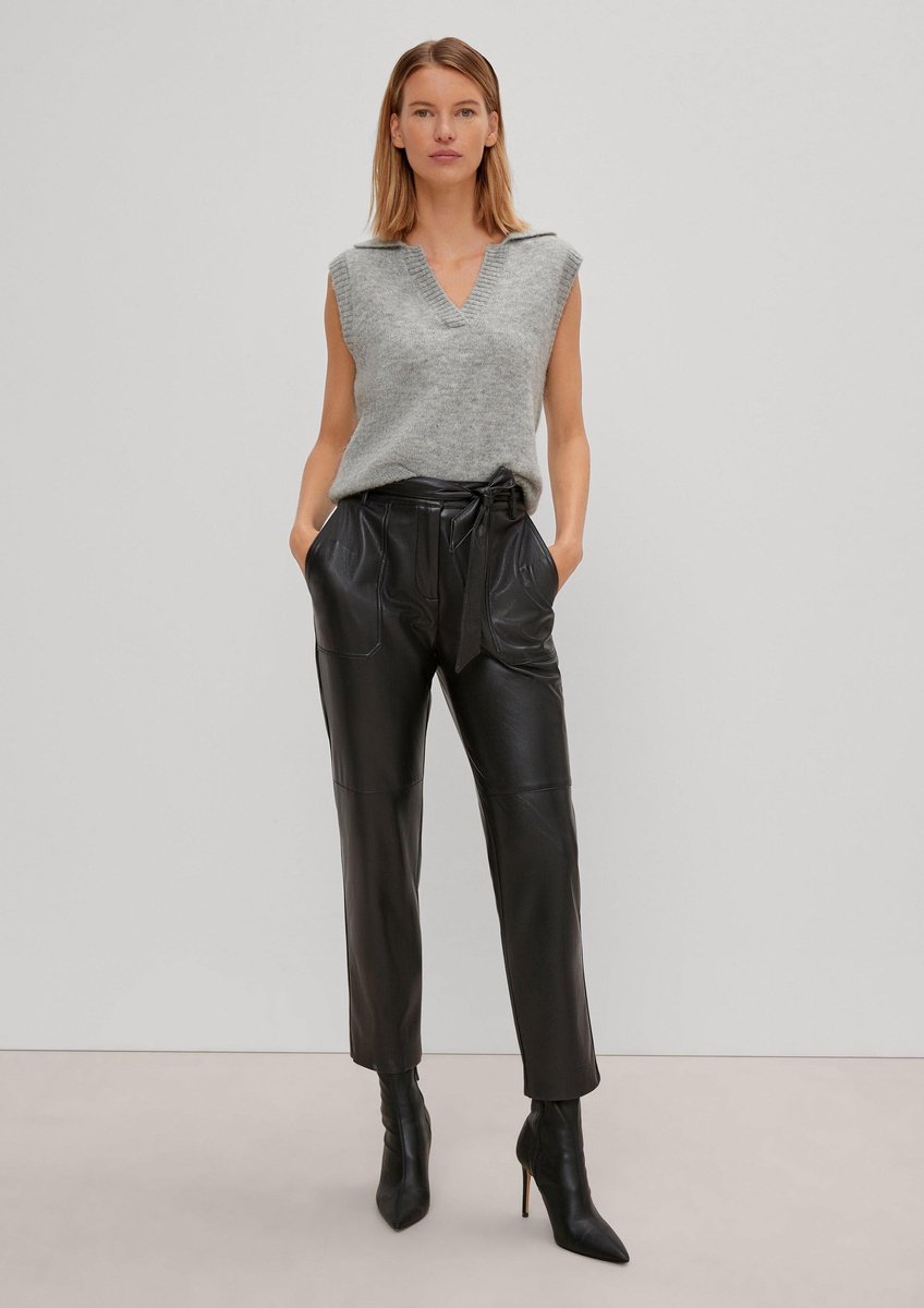 comma - female - Regular: broek in leerlook