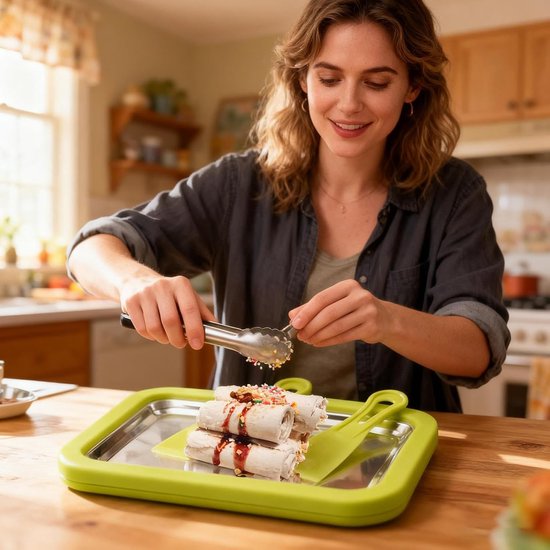IJs Roller Maker - IJsmachine Dessert Plaat - Desserts Maken - Snelle Bereiding 10 Minuten - Dubbele Schrapers - Meerkleurig van Merkloos — afbeelding 3