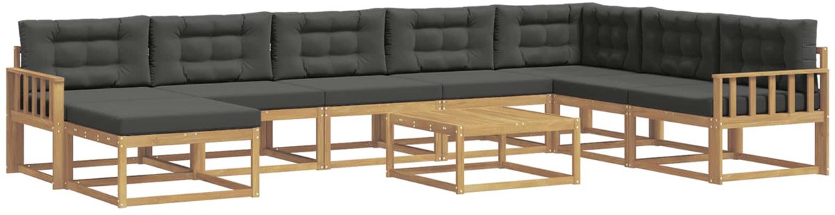 vidaXL Buiten - bank - set - 9 - st - 8-zits - Wit - en - antracietkleurig Wit en antracietkleurig