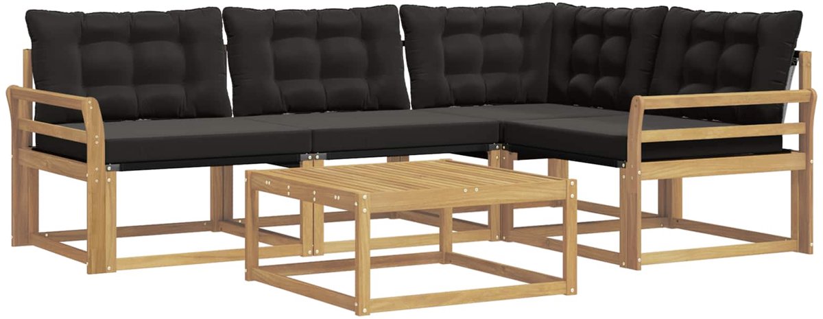 vidaXL Buiten - bank - set - 5 - st - Wit - en - zwart Wit en zwart