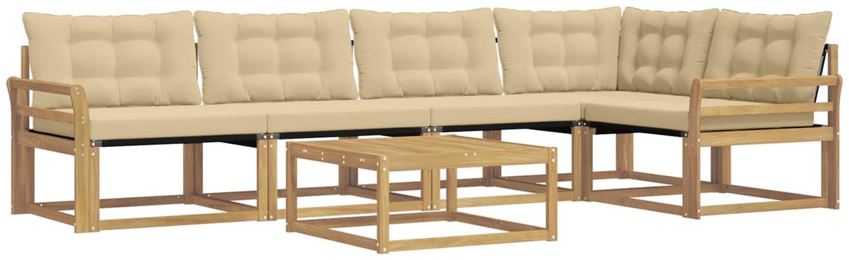 vidaXL Buiten - bank - set - 6 - st - Wit - en - Beige Wit en beige