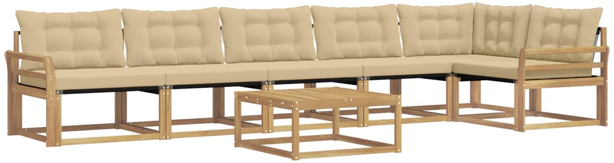 vidaXL Buiten - bank - set - 7 - st - Wit - en - Beige Wit en beige