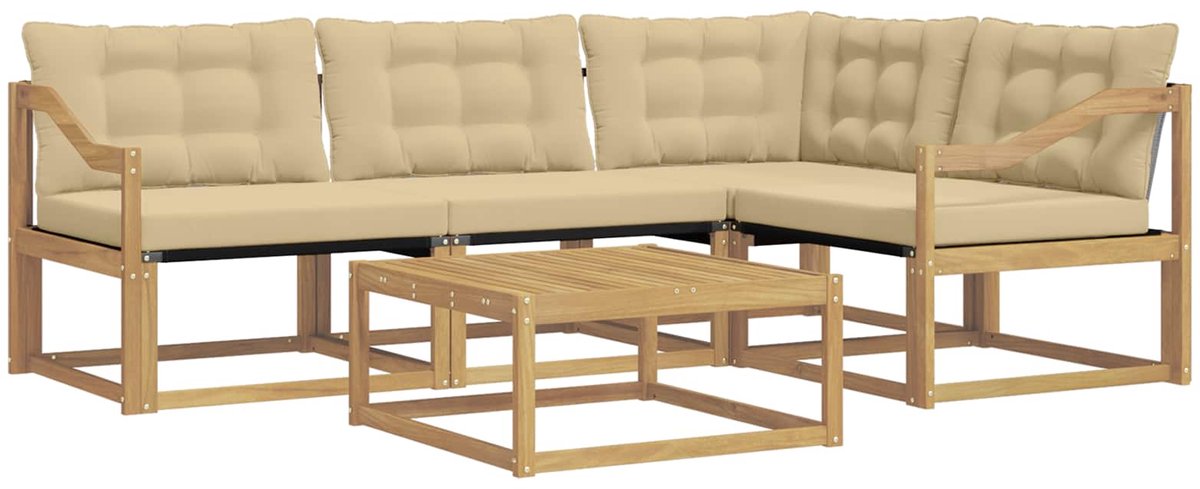 vidaXL Buiten - bank - set - 5 - st - Wit - en - Beige Wit en beige