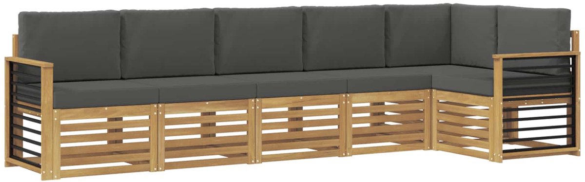 vidaXL Buiten - bank - set - 6 - st - 6-zits - Wit - en - antracietkleurig - Polyester Wit en antracietkleurig