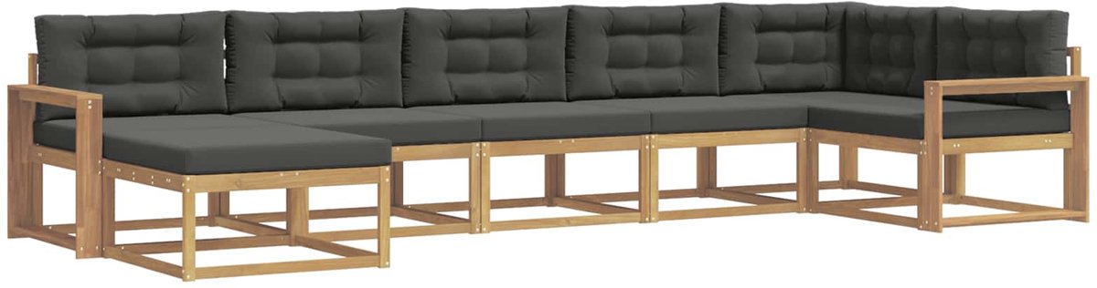 vidaXL Buiten - bank - set - 7 - st - 7-zits - Wit - en - antracietkleurig Wit en antracietkleurig