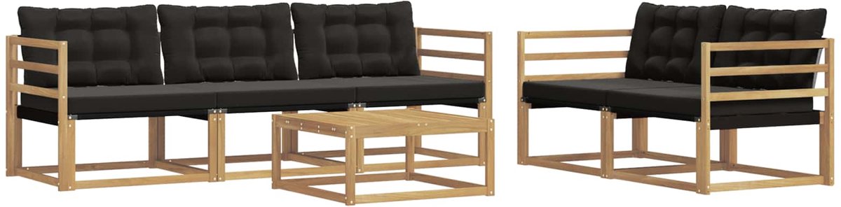 vidaXL Buiten - bank - set - 6 - st - Wit - en - zwart Wit en zwart