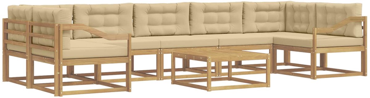 vidaXL Buiten - bank - set - 6 - st - 7-zits - Wit - en - Beige Wit en Beige