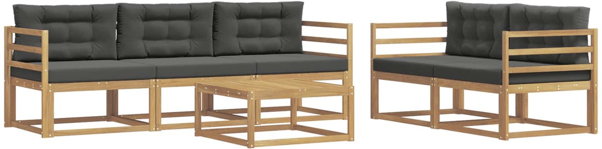 vidaXL Buiten - bank - set - 6 - st - 5-zits - Wit - en - antracietkleurig Wit en antracietkleurig