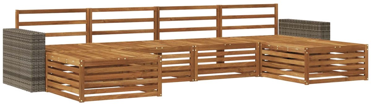 vidaXL Buiten - bank - set - 6 - st - 4-zits - Naturel - Massief - Acacia - Hout