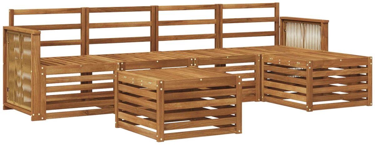 vidaXL Buiten - bank - set - 6 - st - 5-zits - Naturel - Massief - Acacia - Hout