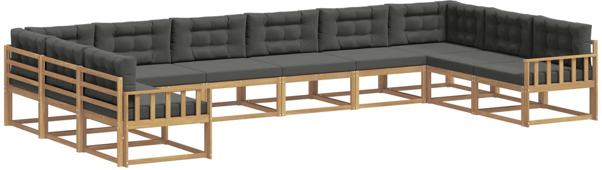 vidaXL Buiten - bank - set - 10 - st - 10-zits - Wit - en - antracietkleurig Wit en antracietkleurig
