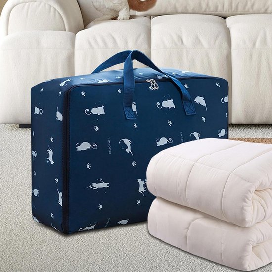 Opbergzak Dekens - Dekbed Opberger - Kleding Opbergen - Versterkt Draagvermogen - 55x33x20 cm - Marineblauw van Merkloos — afbeelding 5