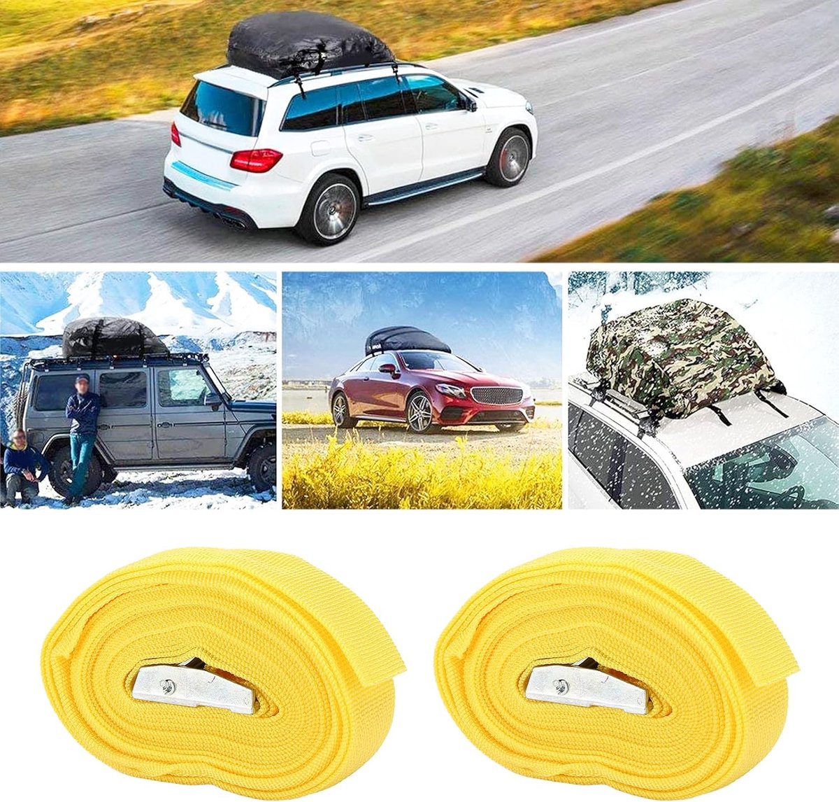 Bindbanden - Spanbanden bagage - Vracht vastzetten - Zinklegering gesp - 4 meter - Geel