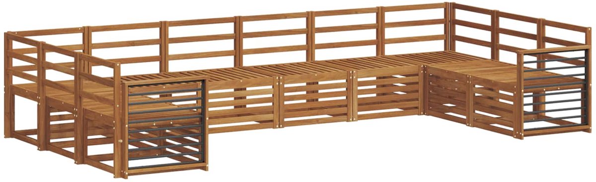 vidaXL Buiten - bank - set - 10 - st - 10-zits - Naturel - Massief - Acacia - Hout
