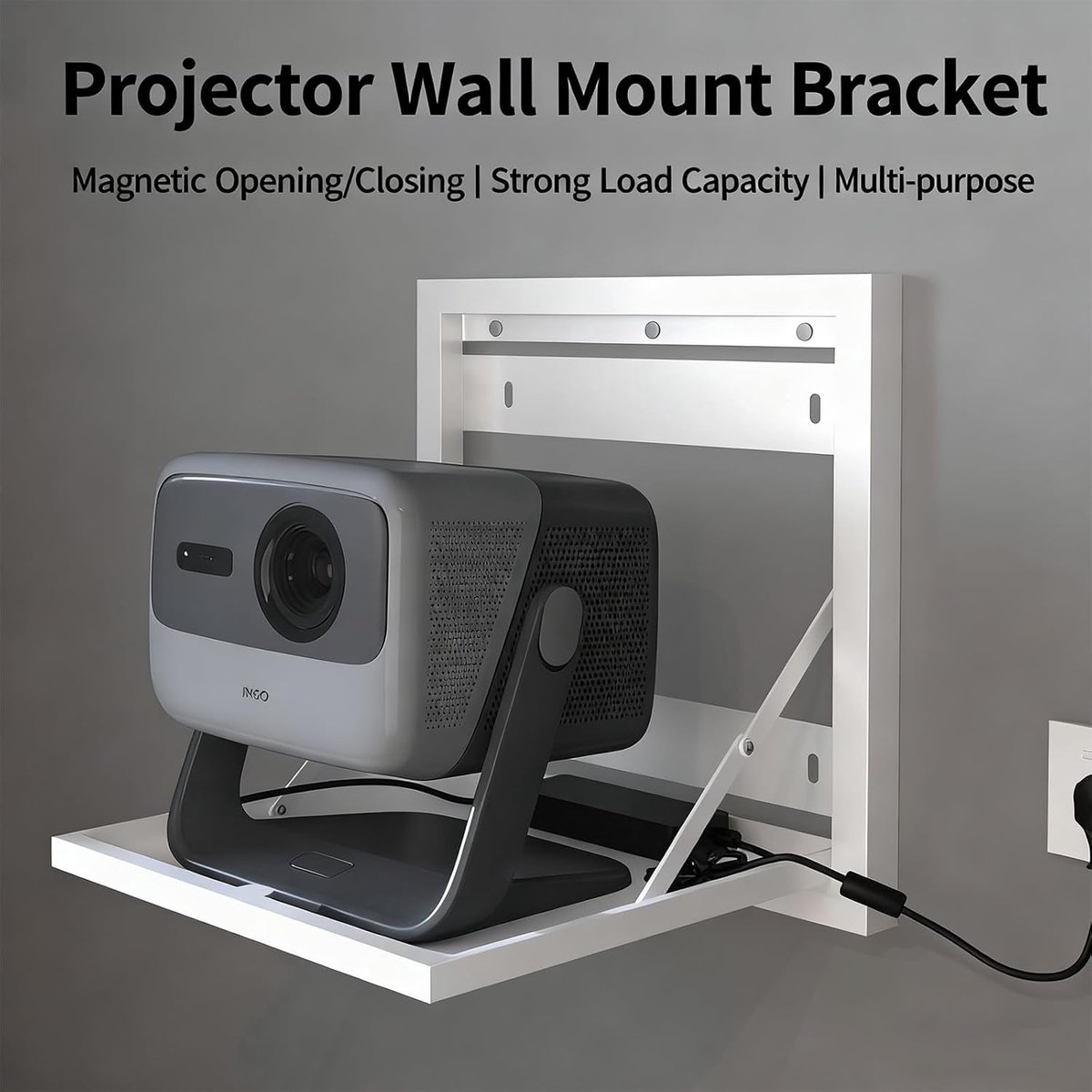 Projector Muurbeugel - Beamer Ophanging - Stabiele Projectie - Robuuste Koolstofstaal Constructie - 22.5x22.5cm - Zwart