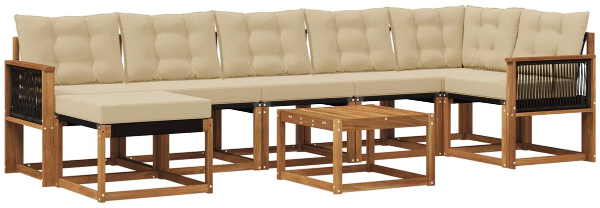 vidaXL Buiten - bank - set - 8 - st - 7-zits - Natuurlijk - en - Beige Natuurlijk en Beige