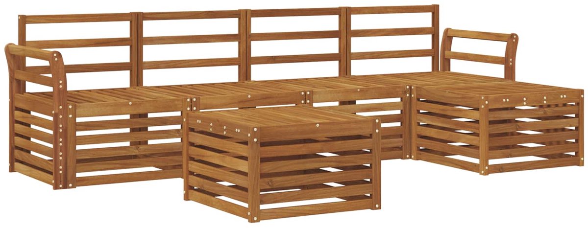 vidaXL Buiten - bank - set - 6 - st - Naturel