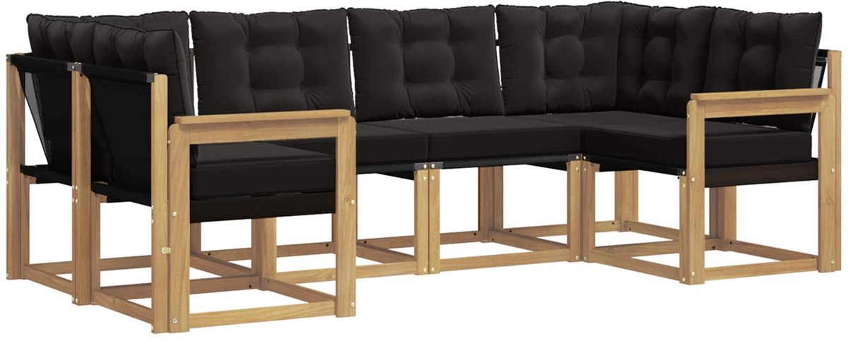 vidaXL Buiten - bank - set - 6 - st - 6-zits - Wit - en - zwart Wit en zwart