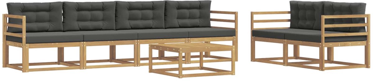 vidaXL Buiten - bank - set - 6 - st - 6-zits - Wit - en - antracietkleurig Wit en antracietkleurig