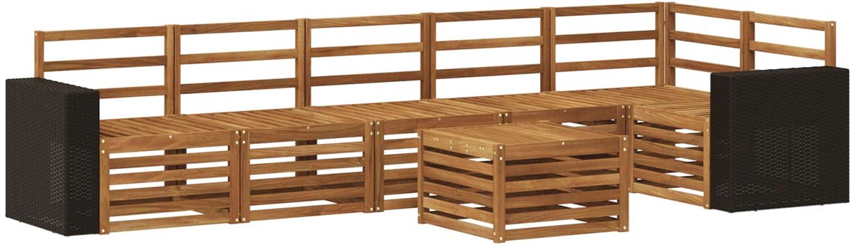 vidaXL Buiten - bank - set - 7 - st - 6-zits - Naturel - Massief - Acacia - Hout