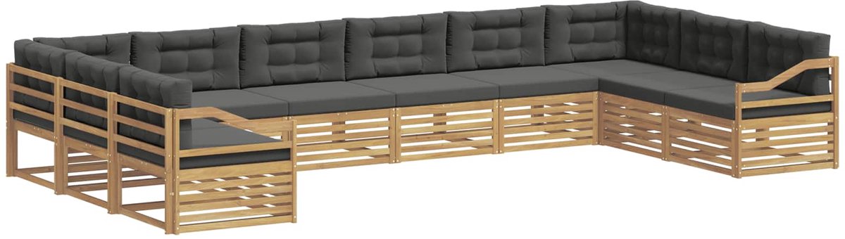vidaXL Sofa-Sets - 10 - st - 10-zits - White - and - Anthracite - Polyester wit en antracietkleurig