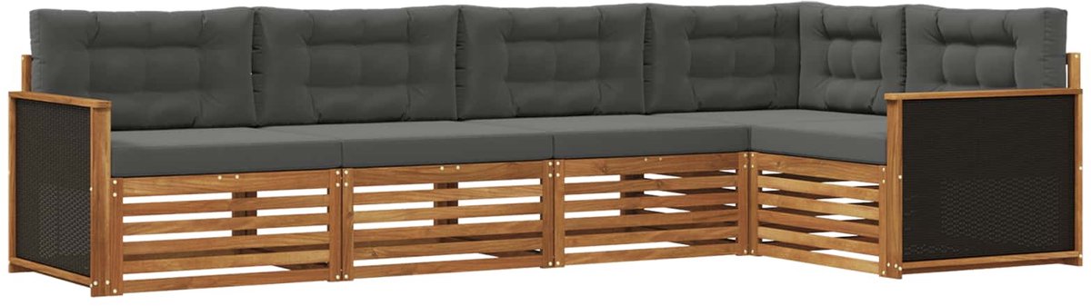 vidaXL Buiten - bank - set - 5 - st - Natuurlijk - en - Antraciet - Polyester Natuurlijk en antraciet