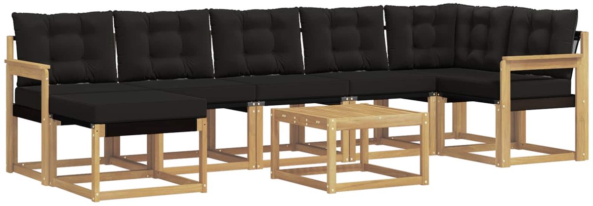 vidaXL Buiten - bank - set - 8 - st - 7-zits - Wit - en - zwart Wit en zwart