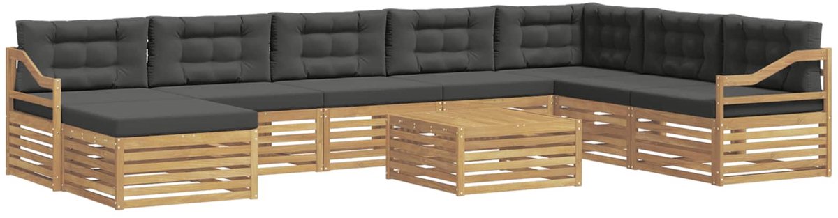 vidaXL Buiten - bank - set - 9 - st - 8-zits - Wit - en - antracietkleurig - Polyester Wit en antracietkleurig