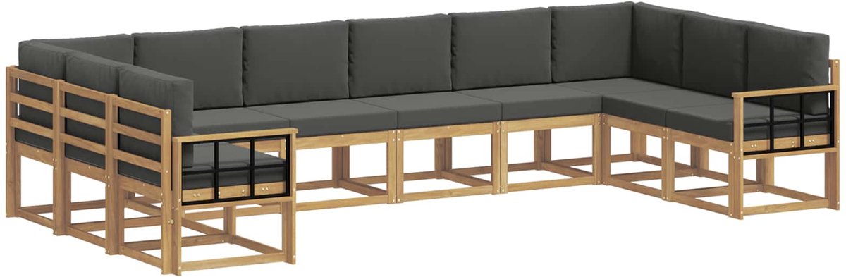vidaXL Buiten - bank - set - 10 - st - 10-zits - Wit - en - antracietkleurig Wit en antracietkleurig