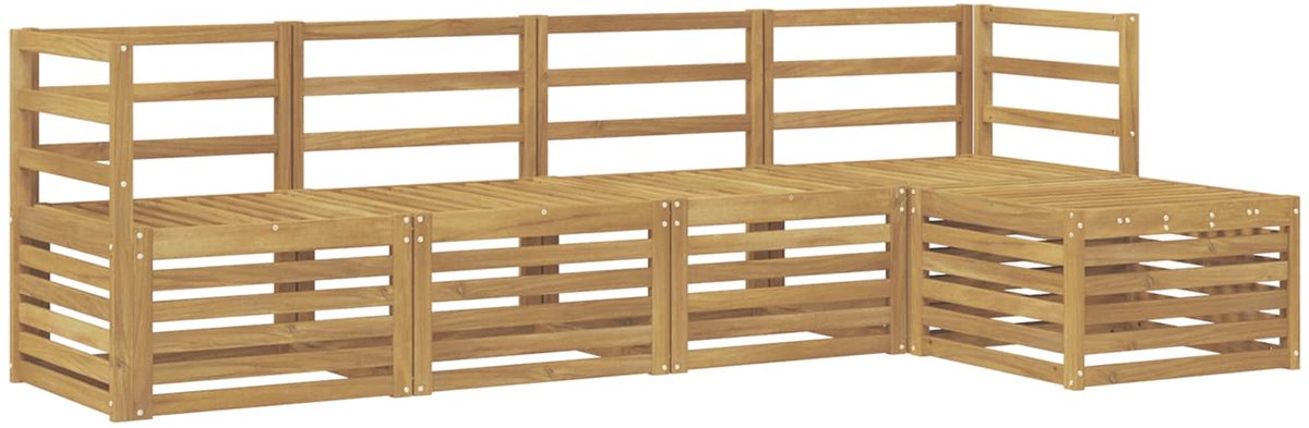 vidaXL Buiten - bank - set - 5 - st - 5-zits - Wit - Massief - Acacia - Hout