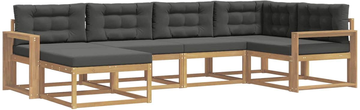 vidaXL Buiten - bank - set - 6 - st - 6-zits - Wit - en - antracietkleurig - Polyester Wit en antracietkleurig