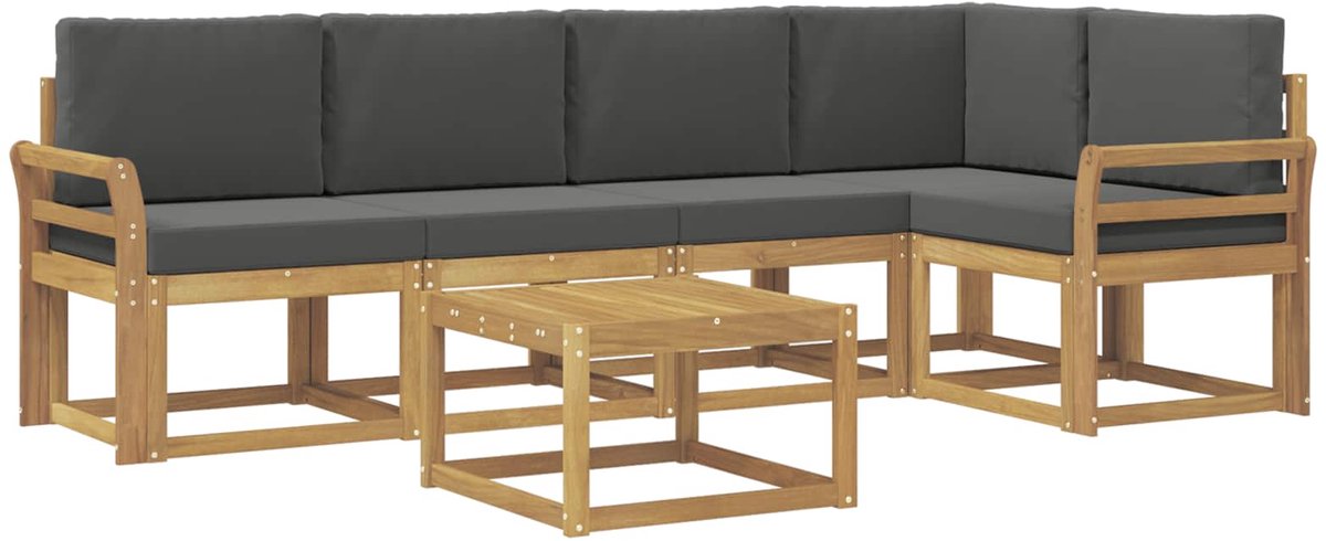 vidaXL Buiten - bank - set - 6 - st - 5-zits - Wit - en - antracietkleurig Wit en antracietkleurig