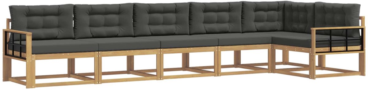 vidaXL Buiten - bank - set - 4 - st - 6-zits - Wit - en - antracietkleurig - Polyester Wit en antracietkleurig