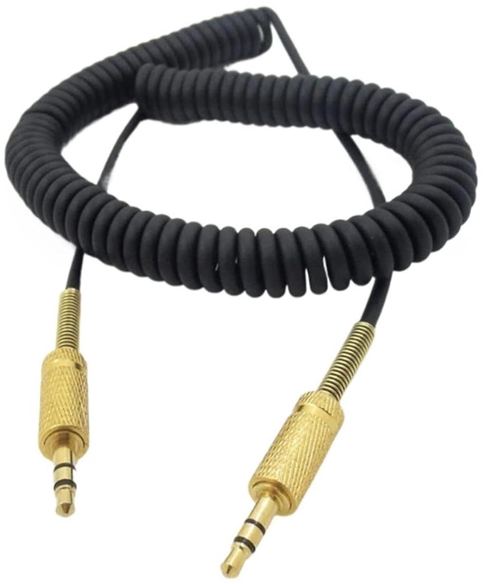 Audio AUX-kabel - Krulsnoer Kabel - Muziek Afspelen - Vergulde Techniek - 150 cm - Zwart