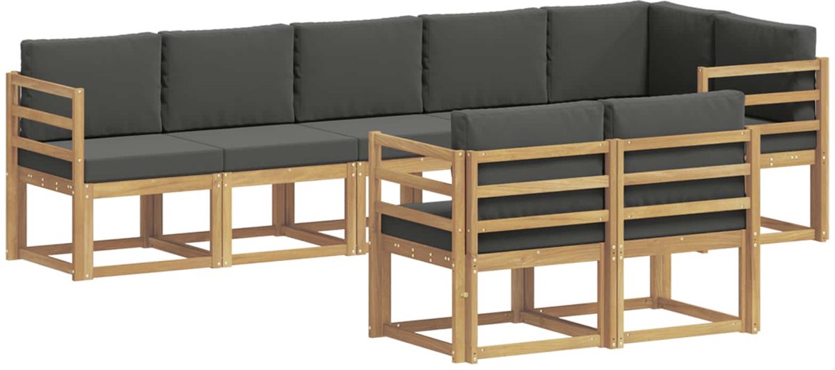 vidaXL Buiten - bank - set - 8 - st - 8-zits - Wit - en - antracietkleurig - Polyester Wit en antracietkleurig