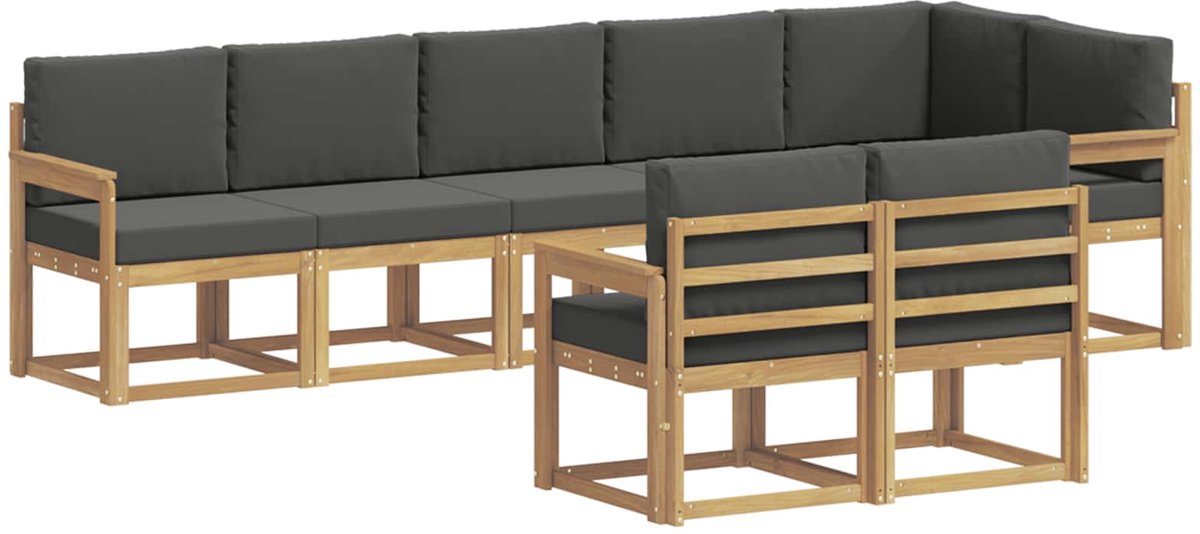 vidaXL Buiten - bank - set - 8 - st - 8-zits - Wit - en - antracietkleurig Wit en antracietkleurig