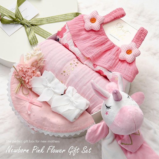 Babyshower Cadeauset - Kraamcadeau voor meisjes - Baby Verzorging - Compleet met 8 Delen - 33x27x12 cm - Roze — afbeelding 4