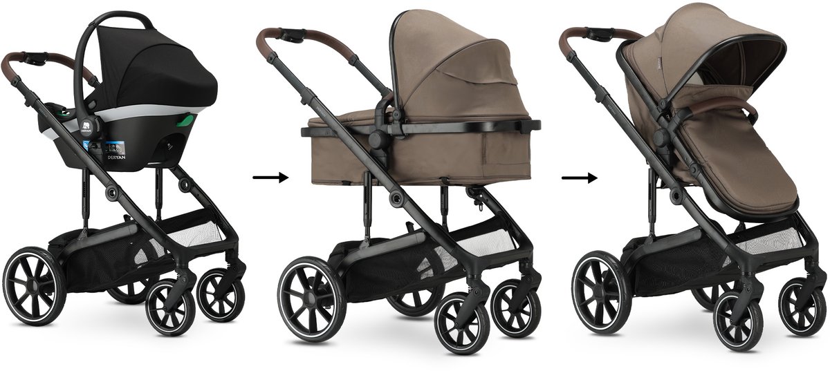 DERYAN Noa 3-in-1 Kinderwagen met Autostoel - Hazel - afbeelding 2