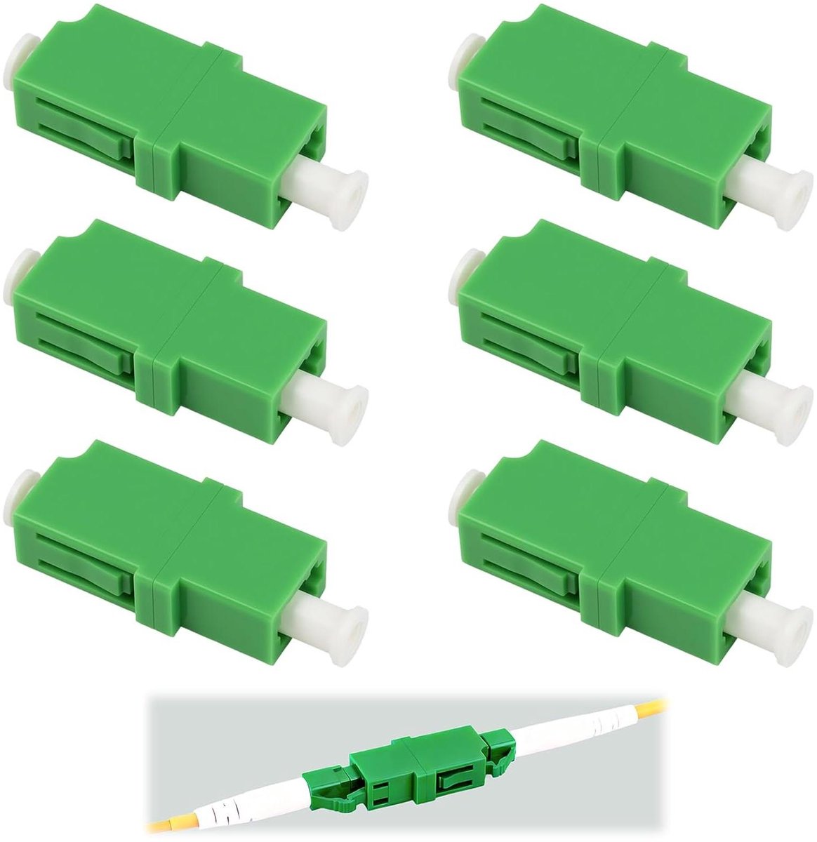 Glasvezel Adapter - LC/APC Koppeling - Netwerk Uitbreiding - Minimale Signaalverlies - 6 Stuks - Groen