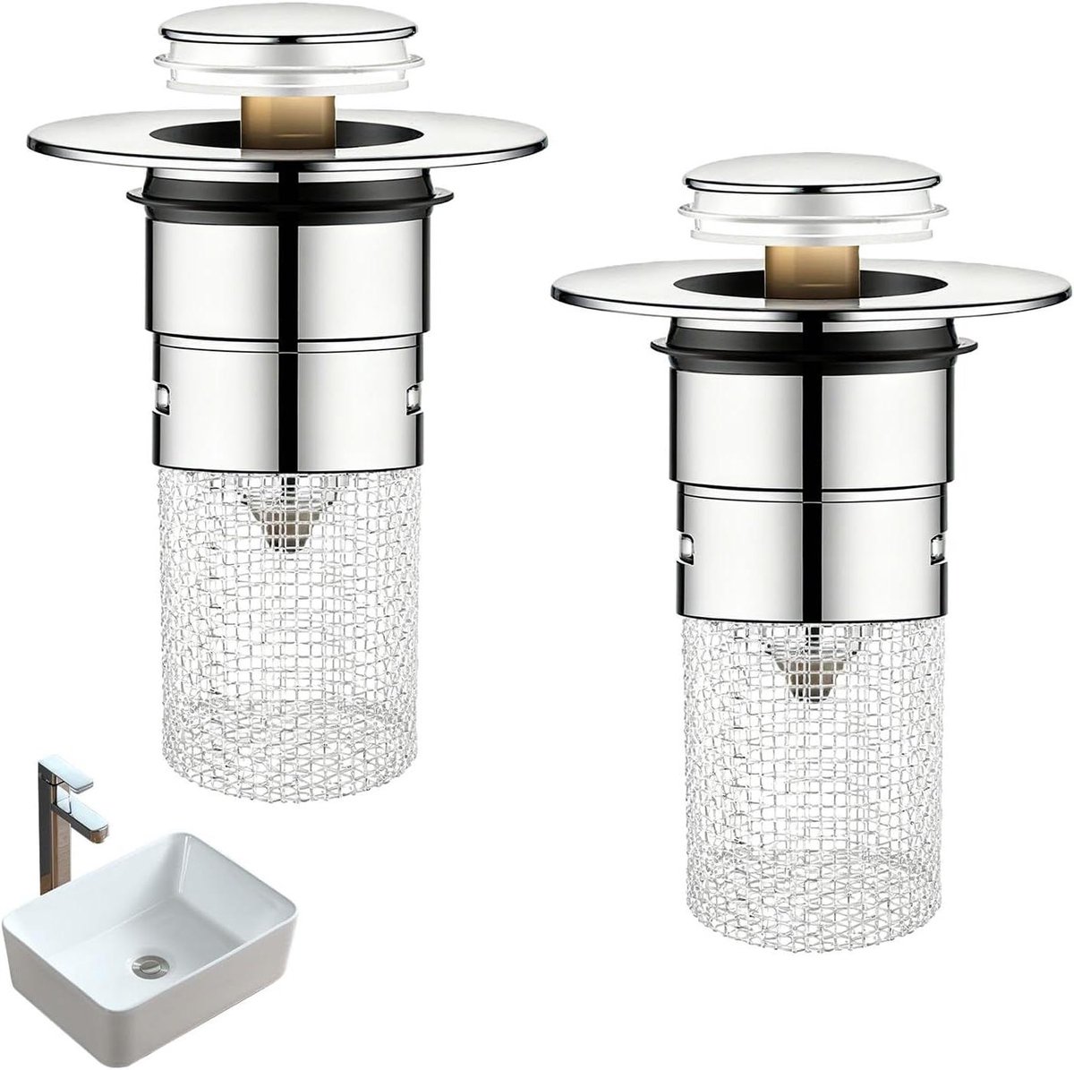 Gootsteenstekkers - Wastafelpluggen - Afvoer Afsluiten - Universele Pasvorm - 2 stuks - Zilver