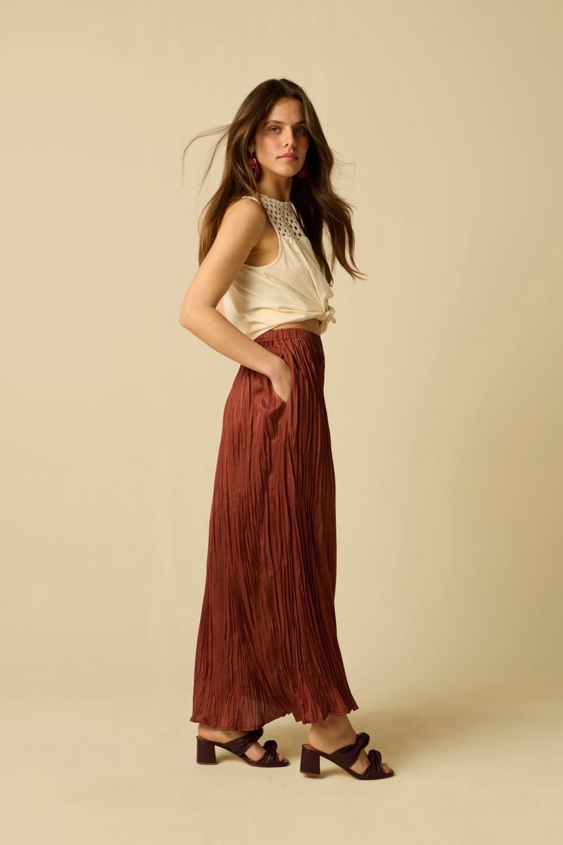 Sissy-Boy - Donkerrode geplooide maxi rok