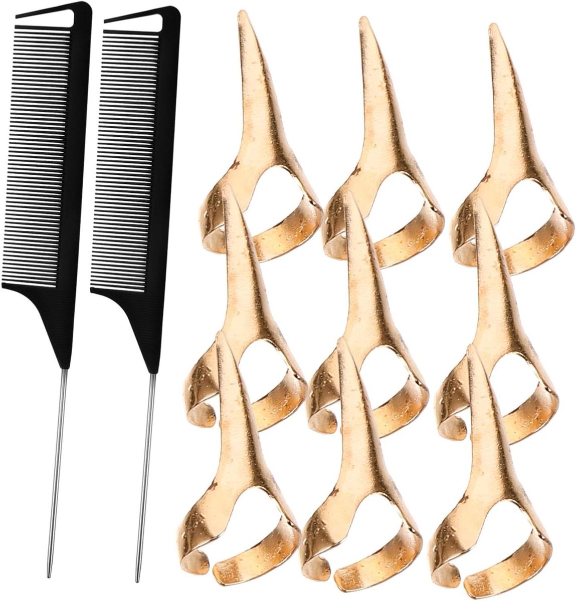 Haar Vlechtkam Set - Ontklitter Kam - Professionele Haarstyling - Met Scheidingspunt - 22.5 x 3 x 0.2 cm - Zwart