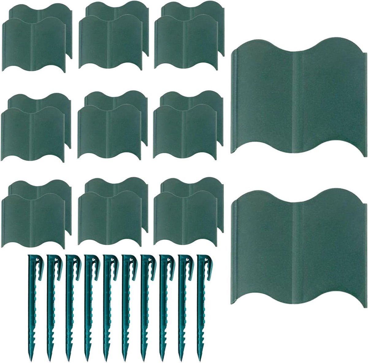 Tuinrand Randen - Bloembed Barrière - Tuin Decoratie - Flexibel In elkaar grijpend - 20 Stuks - Groen