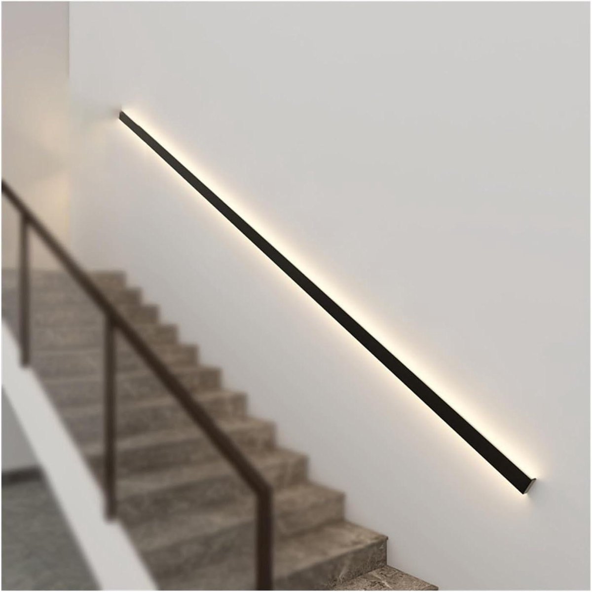LED Trapleuning - Veiligheidsgreep Handra - Veilig Lopen - Geïntegreerde Verlichting - 100cm - Mat Zwart
