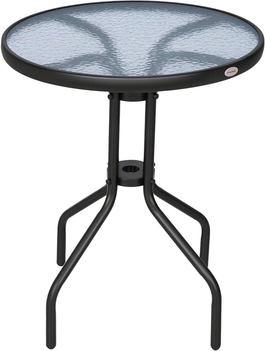 Bistro Tafel - Ronde Tuin tafel - Buiten Genieten - Compact Ontwerp - 60 x 70 cm - Zwart