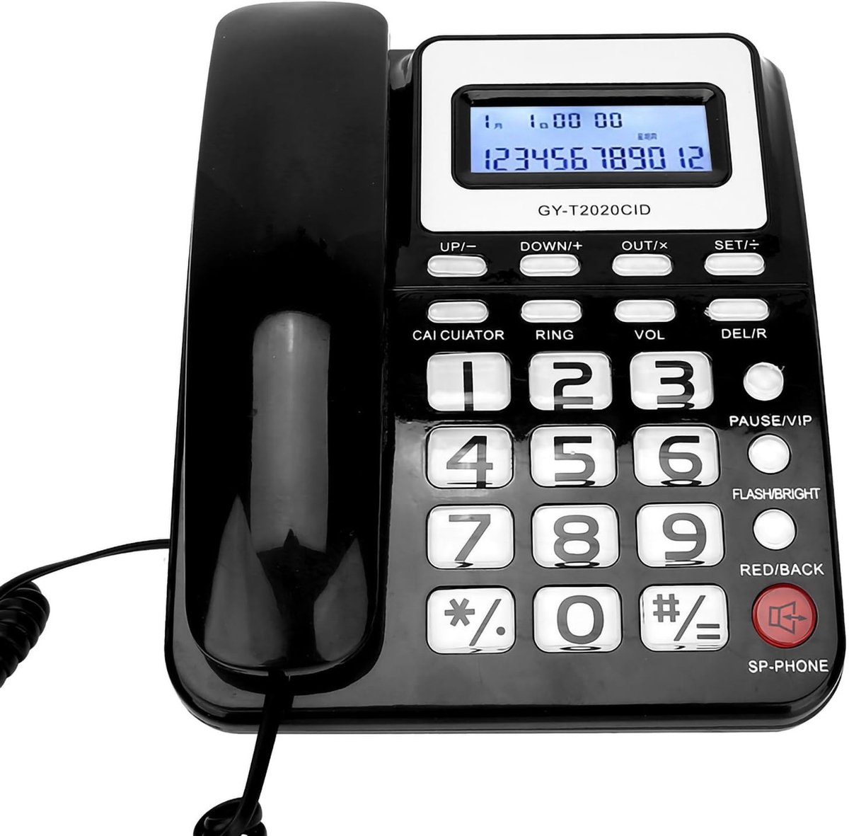 aladdien - Desktop-bekabelde telefoon - Vaste telefoon met luidspreker - Zwart - Beller-ID-weergave - Geschikt voor thuisgebruik - Model GY-T2020CID
